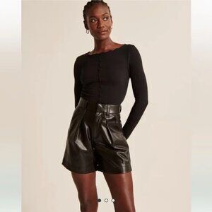 Abercrombie & Fitch Black Leather Shorts